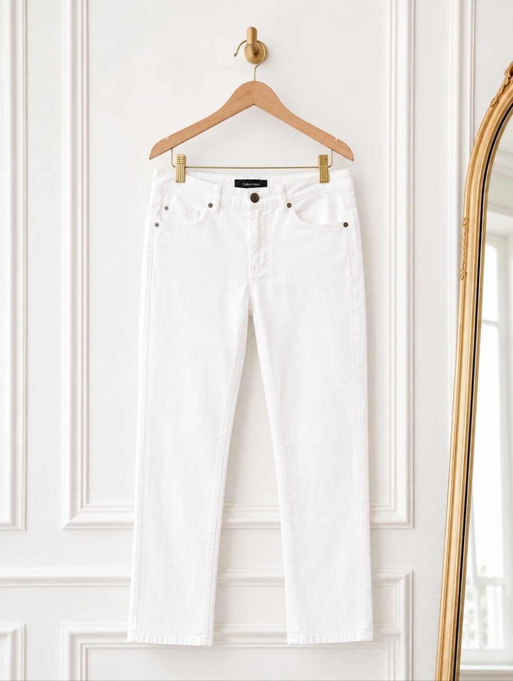 Calvin Klein White Skinny Crop Jeans Size 10 Mid Rise Stretch Denim Ankle Pants - Picture 5 of 8